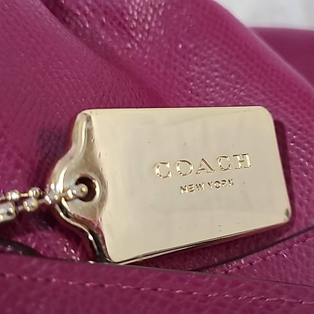Coach pebbled leather purse color Deep Berry - Picture 3 of 8